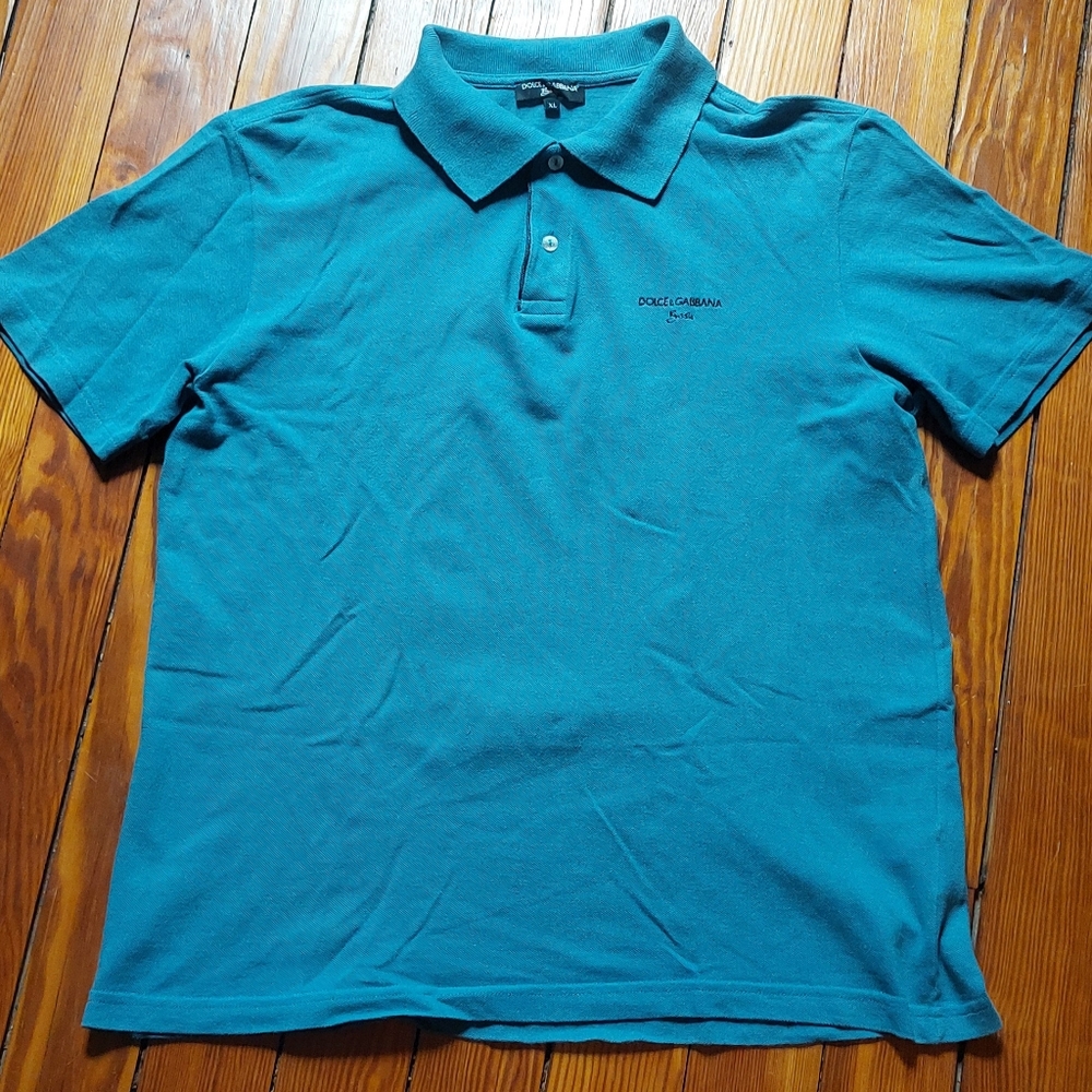 Dolce & Gabbana Men's Luxury Teal Blue Piqué Polo Shirt - Size XL